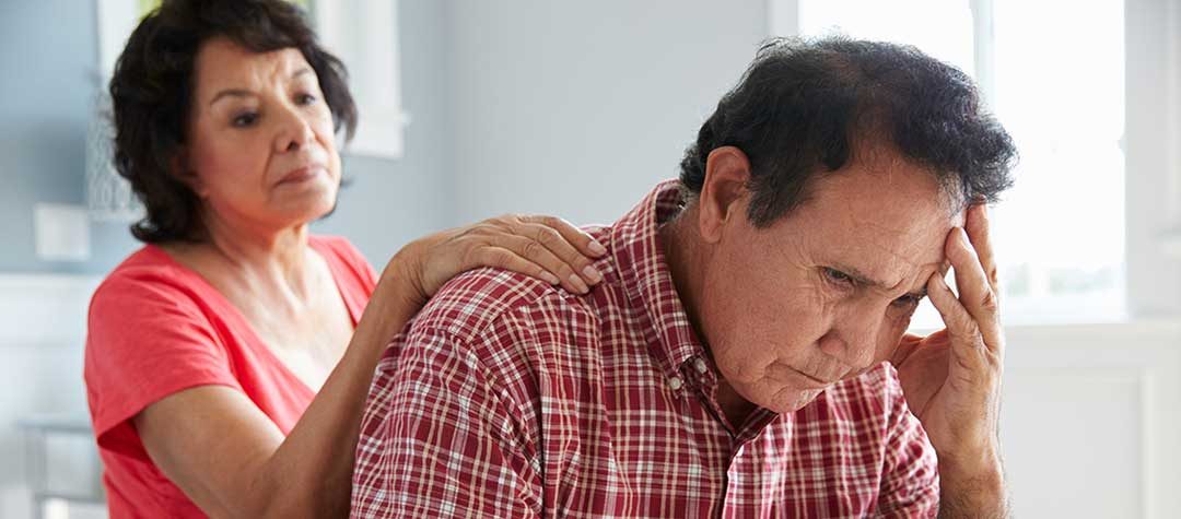 Senior husband and wife in a care partner relationship as they deal with the impacts of dementia